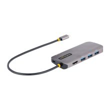 Adaptador Multipuertos USB C StarTech.com con vídeo HDMI de 4K y 60Hz, hub USB-A 3.2 de 3 puertos a 5Gbps, entrega de alimentación PD de 100W, GbE; SKU 127B-USBC-MULTIPORT