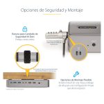 Docking Station KVM USB-C para Portátil StarTech.com, con conectividad 2 Monitores DisplayPort 4K 60Hz, 5 Puertos USB y PD 90/45W para Windows y Mac. SKU: 129UE-USBC-KVM-DOCK