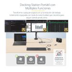 Adaptador Multipuerto USB-C de StarTech.com con triple salida de monitores HDMI y DisplayPort a 4K, puerto Gigabit Ethernet, lector de tarjetas SD/MicroSD y SKU 154B-USBC-MULTIPORT