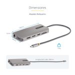 Adaptador Multipuerto USB-C de StarTech.com con triple salida de monitores HDMI y DisplayPort a 4K, puerto Gigabit Ethernet, lector de tarjetas SD/MicroSD y SKU 154B-USBC-MULTIPORT