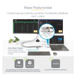 StarTech.com adaptador multipuertos USB-C con HDMI doble (4K30Hz/1080p60Hz), hub ladrón 3 USB-A y mini docking station de viajes con cable integrado de 40cm, SKU 167B-USBC-MULTIPORT.