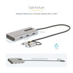 StarTech.com adaptador multipuertos USB-C con HDMI doble (4K30Hz/1080p60Hz), hub ladrón 3 USB-A y mini docking station de viajes con cable integrado de 40cm, SKU 167B-USBC-MULTIPORT.