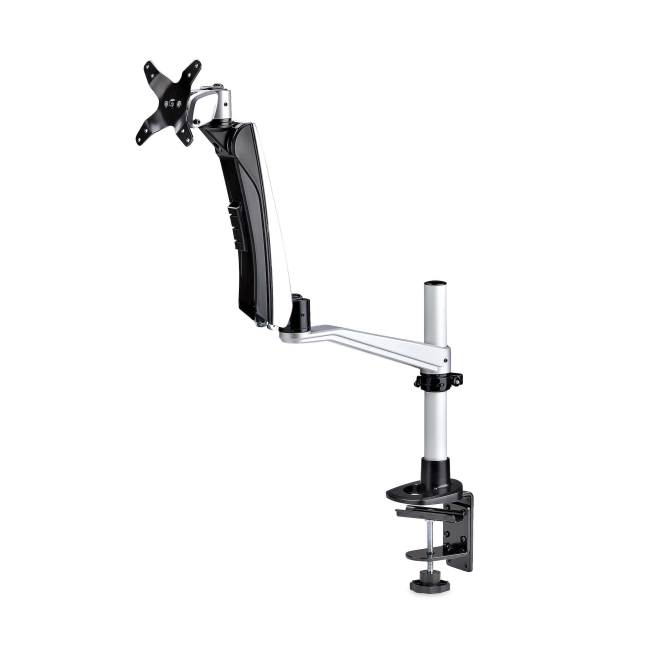 StarTech.com Soporte de Escritorio para Monitor VESA 75x75/100x100 de 27 Pulgadas 16:9 / 30 Pulgadas 21:9 Ultrawide - Grommet o Abrazadera en C - Ajuste sin Herramientas - Brazo Asistido por Resorte 1 StarTech.com Soporte de Escritorio para Monitor en un escritorio.