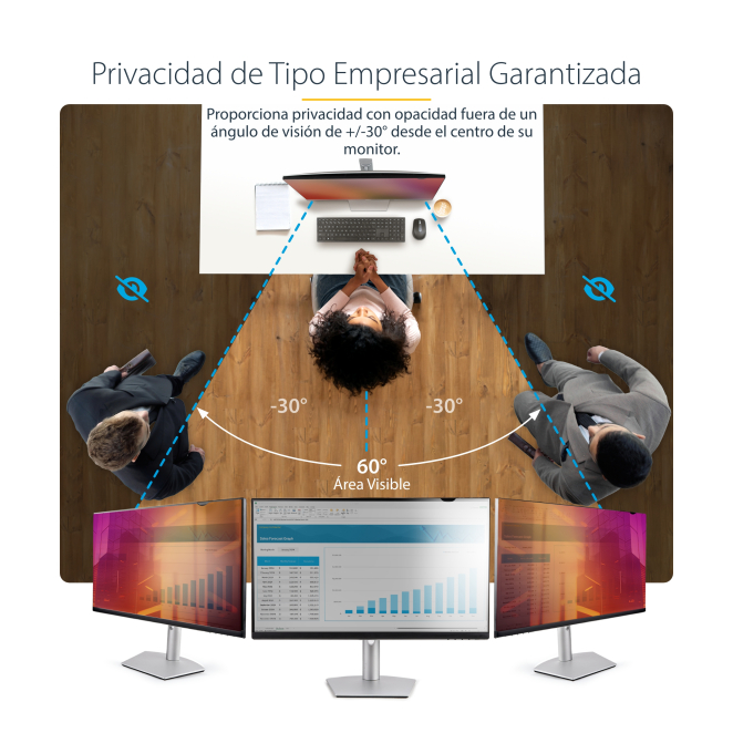 StarTech.com Filtro de Privacidad Dorado de 24in para Monitor de 16:10 - Filtro Reversible - Filtro de Pantalla Brillante Removible para Ordenador - Protector de Pantalla - +/- 30 Deg. 4 StarTech.com filtro de privacidad dorado de 24in cómodo de usar
