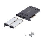 StarTech.com tarjeta rack móvil con dos bahías para SSD NVMe M.2 a PCIe x8, número de SKU 2M2-REMOVABLE-PCIE, soporta bifurcación y permite instalación sin herramientas