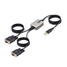 StarTech Cambiador de Género para Conectar USB-A a 2 x DB-9 RS-232 en Color Negro y Gris, SKU 2P6FFC-USB-SERIAL