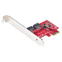 Imagen de la StarTech.com Tarjeta PCIe SATA, una tarjeta controladora PCI Express de perfil completo o bajo con dos puertos SATA de 6Gbps, modelo 2P6G-PCIE-SATA-CARD.