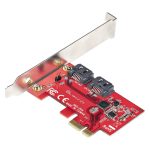 Imagen de la StarTech.com Tarjeta PCIe SATA, una tarjeta controladora PCI Express de perfil completo o bajo con dos puertos SATA de 6Gbps, modelo 2P6G-PCIE-SATA-CARD.