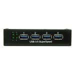 StarTech.com Panel Multipuertos Hub Concentrador USB 3.0 con velocidad de 5Gbps para bahía frontal de 3,5 o 5,25 pulgadas, SKU 35BAYUSB3S4