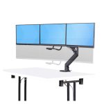 Soporte VESA de sobremesa de StarTech.com para tres monitores de 27 pulgadas, modelo 3M1A3SG-MONITOR-ARM, con montajes 75x75 y 100x100 y ajuste sin herramientas.