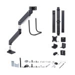 Soporte VESA de sobremesa de StarTech.com para tres monitores de 27 pulgadas, modelo 3M1A3SG-MONITOR-ARM, con montajes 75x75 y 100x100 y ajuste sin herramientas.