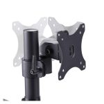 Soporte de escritorio StarTech.com para 3 monitores VESA 75x75/100x100 de 27 pulgadas, SKU 3MP2AG-MONITOR-ARM. Incluye opción de fijación por grommet o abrazadera en C y brazos asistidos por resorte.