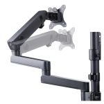 Soporte de escritorio StarTech.com para 3 monitores VESA 75x75/100x100 de 27 pulgadas, SKU 3MP2AG-MONITOR-ARM. Incluye opción de fijación por grommet o abrazadera en C y brazos asistidos por resorte.