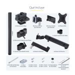 Soporte de escritorio StarTech.com para 3 monitores VESA 75x75/100x100 de 27 pulgadas, SKU 3MP2AG-MONITOR-ARM. Incluye opción de fijación por grommet o abrazadera en C y brazos asistidos por resorte.