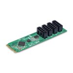 StarTech.com tarjeta adaptador de 4 puertos M.2 a SATA para HDD/SSD con chipset ASM1064, compatible con Windows, MacOS y Linux, SKU 4P-SATA-M2-ADAPTER