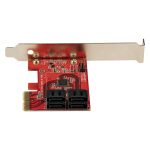 StarTech.com Tarjeta PCIe Controladora SATA de 4 Puertos, modelo 4P6G-PCIE-SATA-CARD, incluye conectores apilados y no admite RAID.