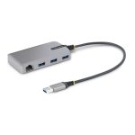 Imagen del StarTech.com Hub USB de 3 Puertos, USB 3.0 de 5Gbps, alimentado por el bus, concentrador USB-A portátil con cable de 30cm y conexión Ethernet RJ45 de 1Gb, SKU 5G3AGBB-USB-A-HUB