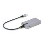 Imagen del StarTech.com Hub USB de 3 Puertos, USB 3.0 de 5Gbps, alimentado por el bus, concentrador USB-A portátil con cable de 30cm y conexión Ethernet RJ45 de 1Gb, SKU 5G3AGBB-USB-A-HUB