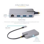 StarTech.com Hub USB-C con 3 Puertos USB-A, USB 3.0 de 5Gbps, alimentado por el bus y red Ethernet RJ45 Gigabit, SKU 5G3AGBB-USB-C-HUB