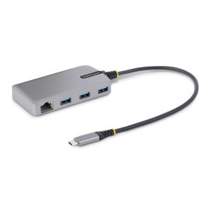StarTech.com Hub USB-C con 3 Puertos USB-A, USB 3.0 de 5Gbps, alimentado por el bus y red Ethernet RJ45 Gigabit, SKU 5G3AGBB-USB-C-HUB