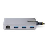 StarTech.com Hub USB-C con 3 Puertos USB-A, USB 3.0 de 5Gbps, alimentado por el bus y red Ethernet RJ45 Gigabit, SKU 5G3AGBB-USB-C-HUB