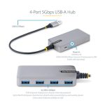 Imagen del StarTech.com Hub USB de 4 Puertos, USB 3.0 de 5Gbps, alimentado por el bus con cable de 30cm, modelo SKU 5G4AB-USB-A-HUB.