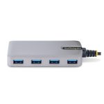 Imagen del StarTech.com Hub USB de 4 Puertos, USB 3.0 de 5Gbps, alimentado por el bus con cable de 30cm, modelo SKU 5G4AB-USB-A-HUB.