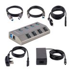 StarTech.com Hub USB-C autoalimentado de 4 puertos con interruptores individuales y fuente de alimentación. SKU: 5G4AIBS-USB-HUB-EU