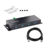 StarTech Hub Industrial USB 3.0 de 5Gbps de 4 Puertos, Concentrador USB con Protección de Picos y Descargas ESD, SKU 5G4AINDNP-USB-A-HUB