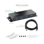 StarTech Hub Industrial USB 3.0 de 5Gbps de 4 Puertos, Concentrador USB con Protección de Picos y Descargas ESD, SKU 5G4AINDNP-USB-A-HUB
