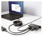 StarTech.com Hub USB Industrial de 4 Puertos Gestionado con caja de metal, protección ESD y sobrevoltaje, compatible con USB 3.2 Gen 1 de 5Gbps, SKU 5G4AINDRM-USB-A-HUB