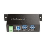 StarTech.com Hub USB Industrial de 4 Puertos Gestionado con caja de metal, protección ESD y sobrevoltaje, compatible con USB 3.2 Gen 1 de 5Gbps, SKU 5G4AINDRM-USB-A-HUB