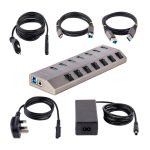 StarTech.com Hub USB-C autoalimentado con 7 puertos USB 3.0, interruptores individuales, fuente de alimentación y velocidad de transferencia de 5 Gbps. SKU: 5G7AIBS-USB-HUB-EU.