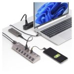 StarTech.com Hub USB-C autoalimentado con 7 puertos USB 3.0, interruptores individuales, fuente de alimentación y velocidad de transferencia de 5 Gbps. SKU: 5G7AIBS-USB-HUB-EU.