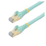 Cable Ethernet RJ45 Cat6a blindado de 1 metro color aguamarina de StarTech.com, sin enganche, SKU 6ASPAT1MAQ