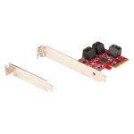 Tarjeta PCIe SATA StarTech.com con 6 puertos, 6Gbps de velocidad, bracket de perfil bajo y conectores SATA apilados, SKU 6P6G-PCIE-SATA-CARD