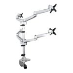Soporte de montaje StarTech para cuatro monitores con movimiento total, modelo ARMQUADPS. Diseño premium y ajustable.