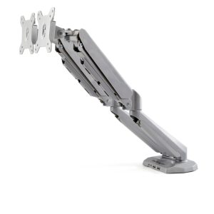 Brazo de soporte dual StarTech.com para 2 monitores VESA de 15 a 32 pulgadas con hub USB de 2 puertos. SKU: ARMSLIMDUOS