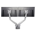Brazo de soporte dual StarTech.com para 2 monitores VESA de 15 a 32 pulgadas con hub USB de 2 puertos. SKU: ARMSLIMDUOS