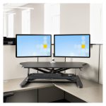 Convertidor de escritorio de pie y sentado de esquina StarTech.com con superficie de 89cm x 53cm, bandeja para teclado y altura ajustable, SKU ARMSTSCORNR.