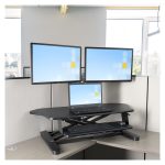 Convertidor de escritorio de pie y sentado de esquina StarTech.com con superficie de 89cm x 53cm, bandeja para teclado y altura ajustable, SKU ARMSTSCORNR.