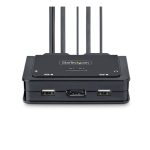 Interruptor KVM negro StarTech.com C2-D46-UAC-CBL-KVM con cuatro puertos USB para una fácil gestión de dispositivos, SKU C2-D46-UAC-CBL-KVM