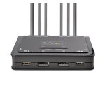 Interruptor KVM StarTech.com modelo C2-DD46-UA2-CBL-KVM de color negro, con soporte DVI-HDMI y USB