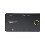 Imagen del StarTech.com interruptor KVM negro con USB-C y Power Delivery, SKU C2-H46-UC2-PD-KVM