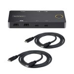 Imagen del StarTech.com interruptor KVM negro con USB-C y Power Delivery, SKU C2-H46-UC2-PD-KVM