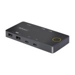 Imagen del StarTech.com interruptor KVM negro con USB-C y Power Delivery, SKU C2-H46-UC2-PD-KVM