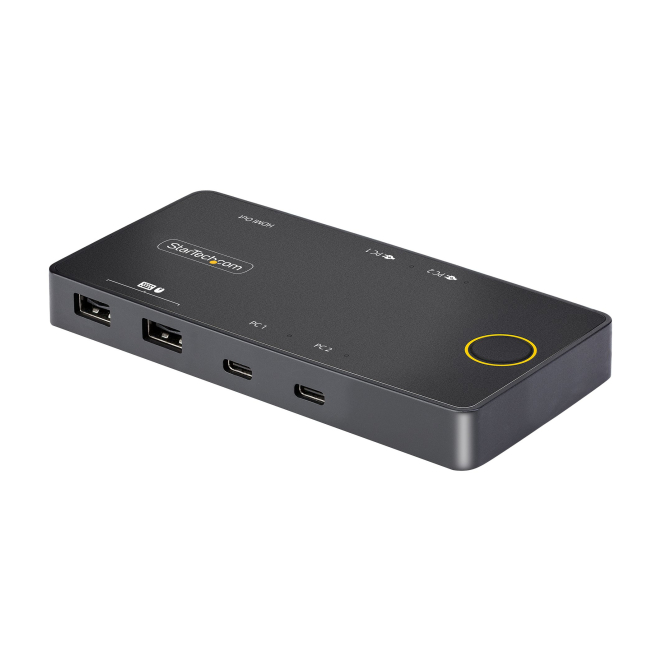 StarTech.com interruptor KVM con USB-C y Power Delivery Imagen del StarTech.com interruptor KVM negro con USB-C y Power Delivery, SKU C2-H46-UC2-PD-KVM