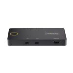 Imagen del StarTech.com interruptor KVM negro con USB-C y Power Delivery, SKU C2-H46-UC2-PD-KVM
