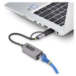 Adaptador USB-C a Ethernet de StarTech.com con dongle USB-A, velocidad de 10/100/1000Mbps, cable de 15cm, SKU C21GA-USB-ETHERNET