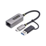 Adaptador USB-C a Ethernet de StarTech.com con dongle USB-A, velocidad de 10/100/1000Mbps, cable de 15cm, SKU C21GA-USB-ETHERNET